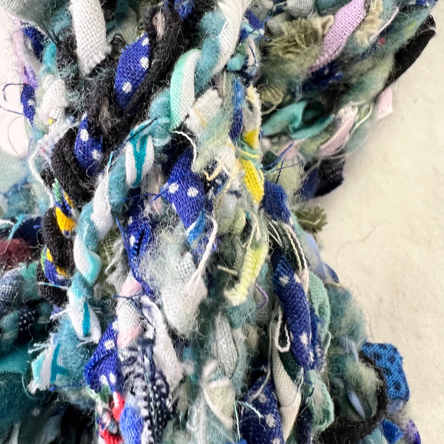Handspun Multimedia Teal Toned Upcycled Yarn