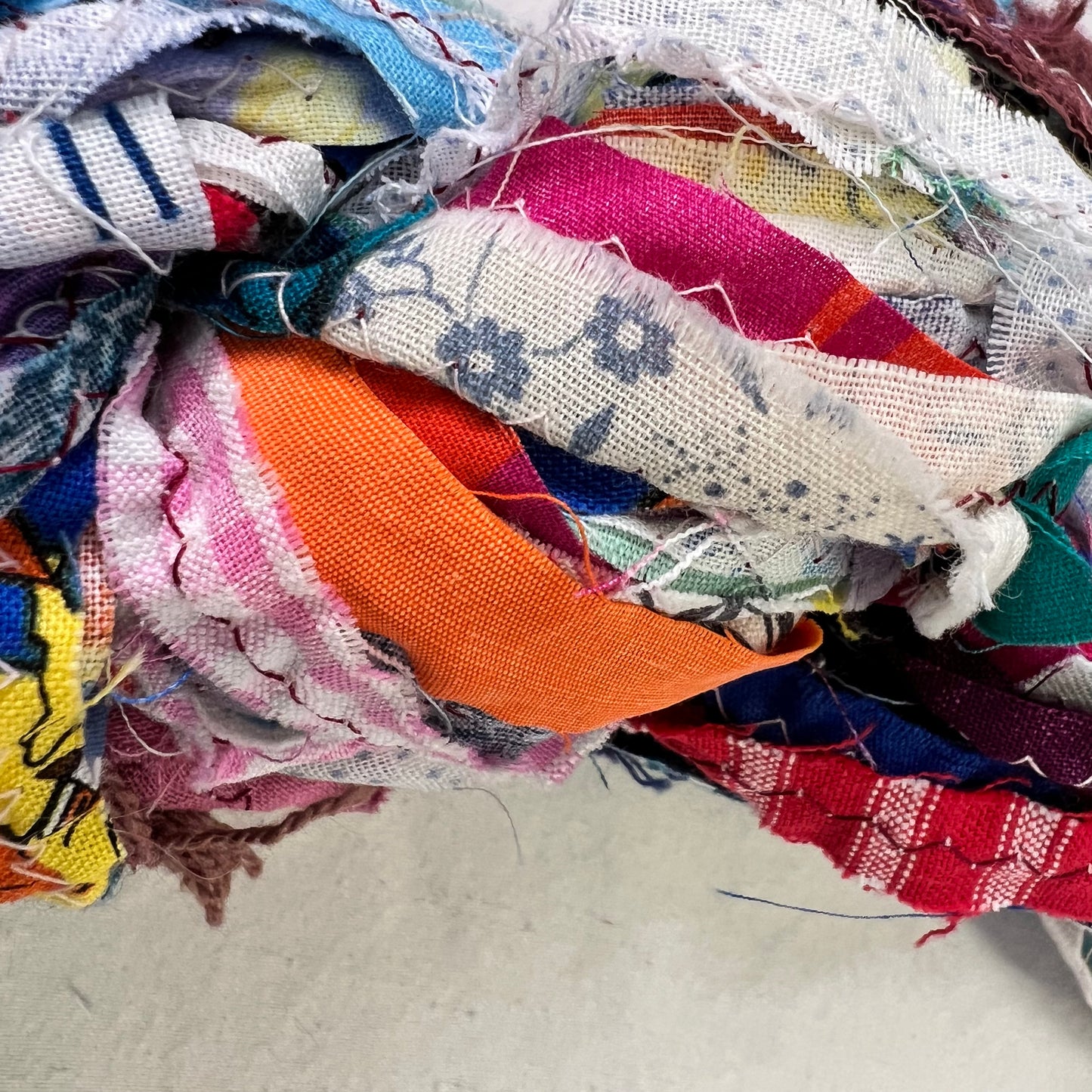 Multi colored strip fabric yarn