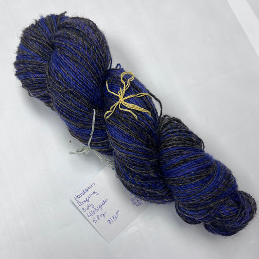 Handspun Blue and Gray Striped Yarn