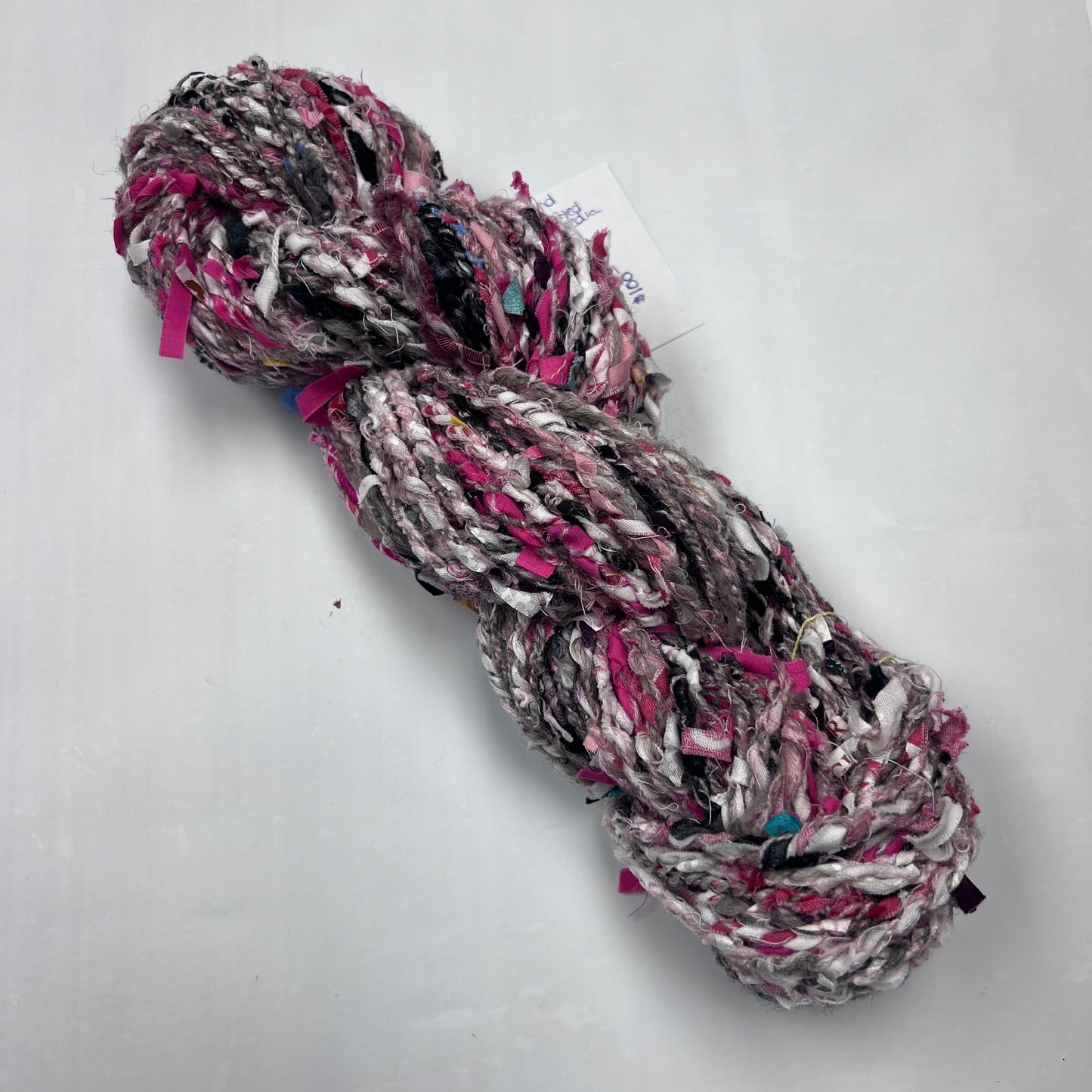 Handspun Multimedia Pink Toned Upcycled Yarn