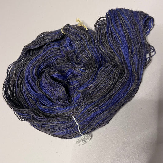 Handspun Blue and Gray Striped Yarn
