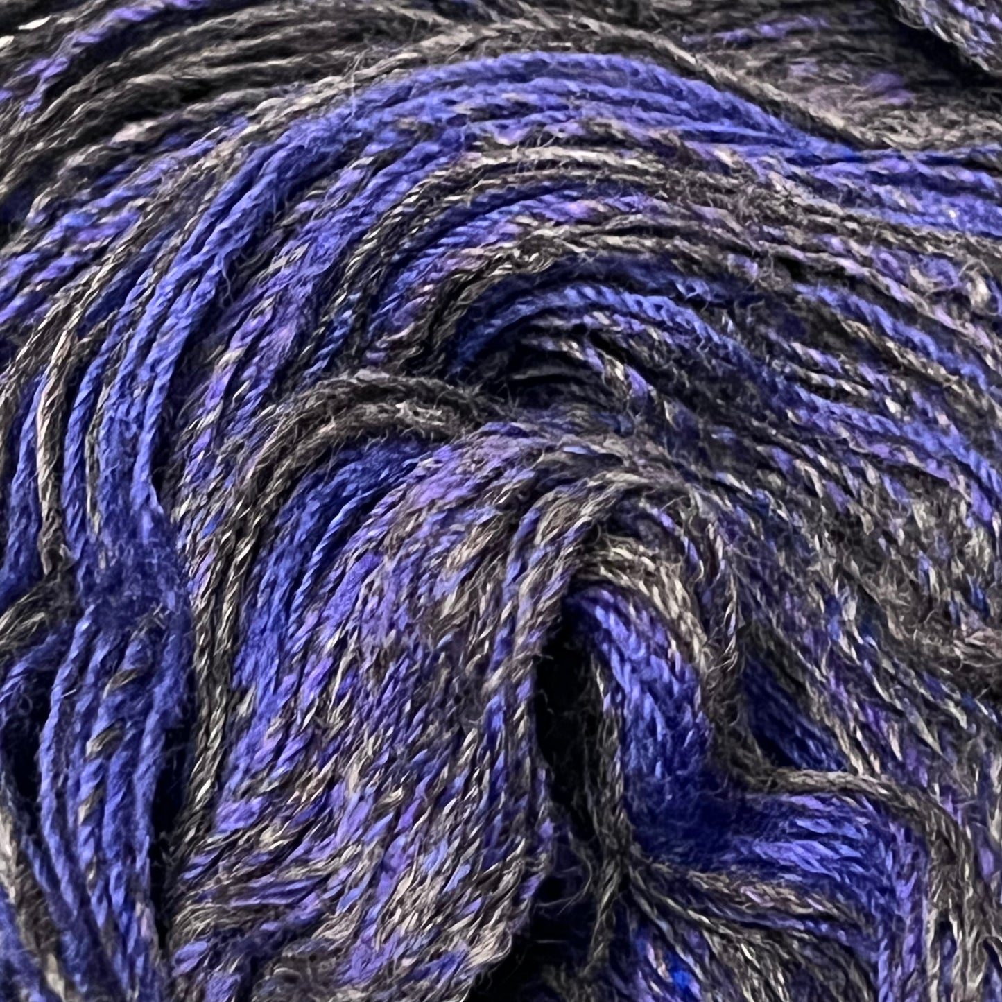 Handspun Blue and Gray Striped Yarn