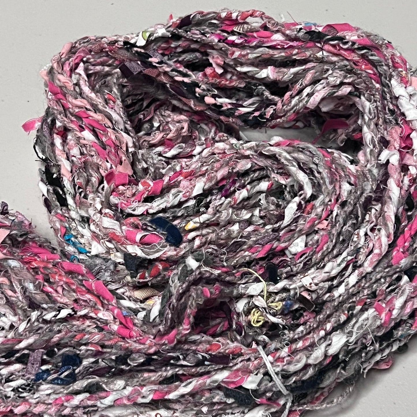 Handspun Multimedia Pink Toned Upcycled Yarn