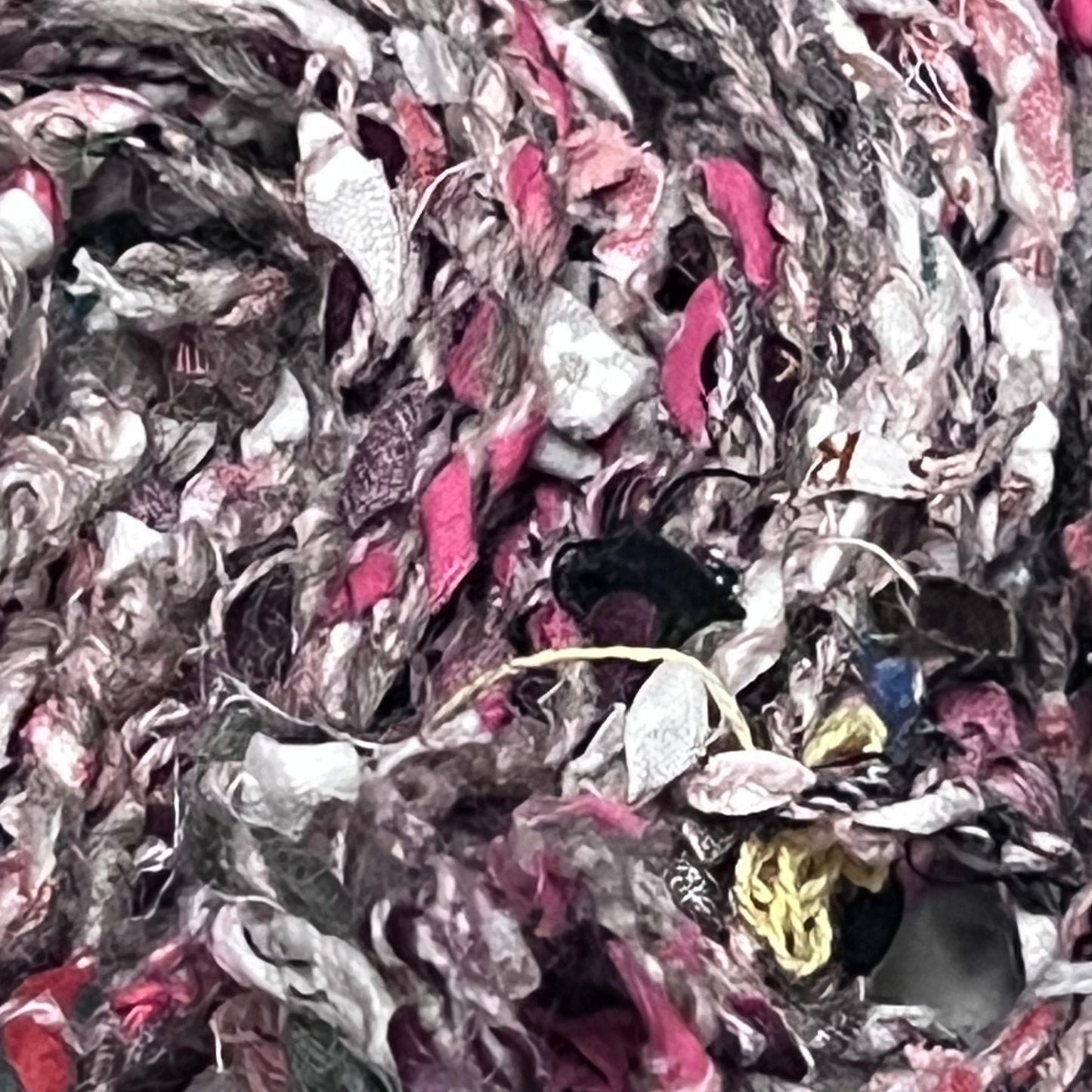 Handspun Multimedia Pink Toned Upcycled Yarn