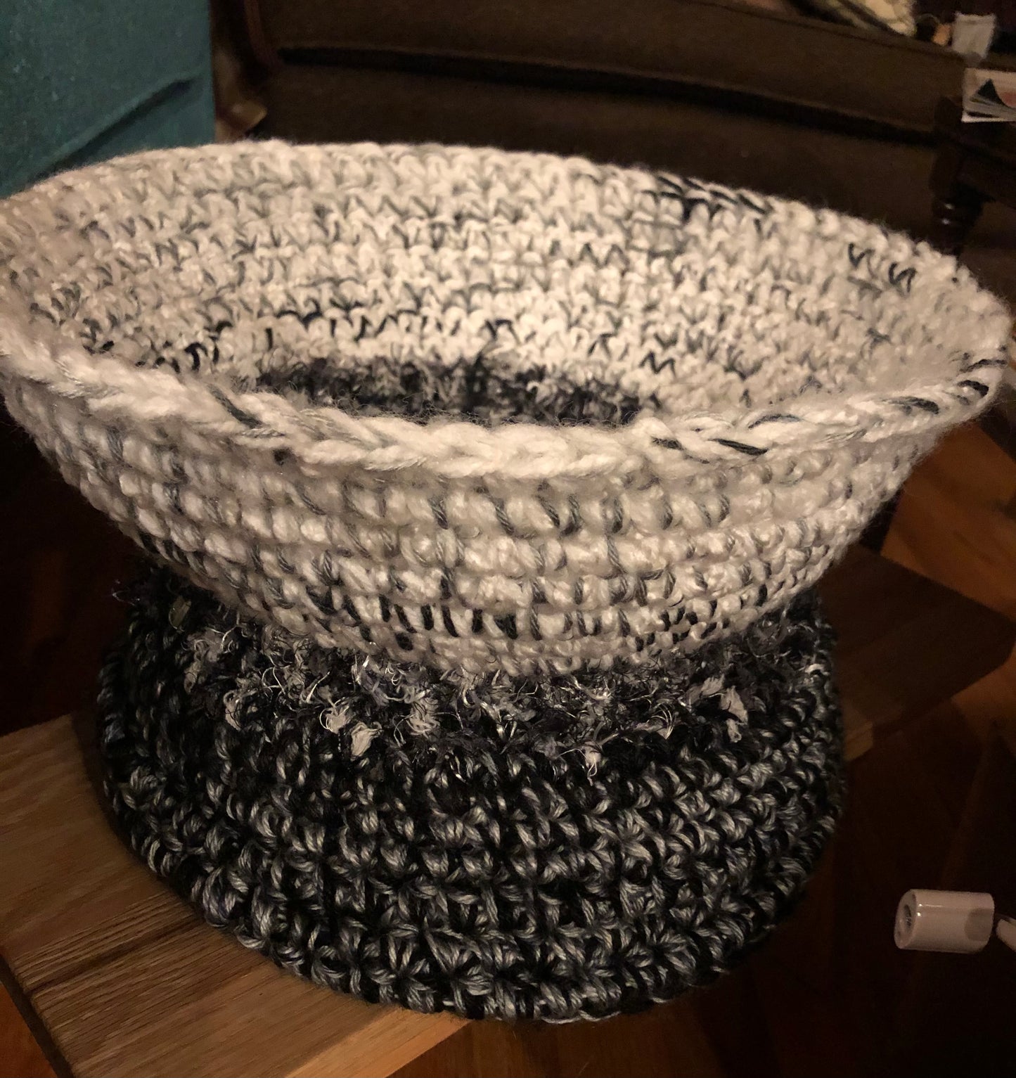 Large Black and White Structured Basket