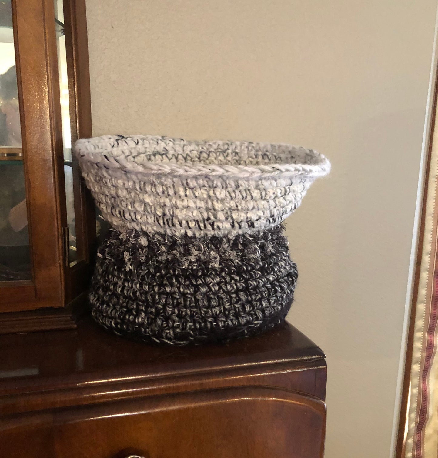 Large Black and White Structured Basket