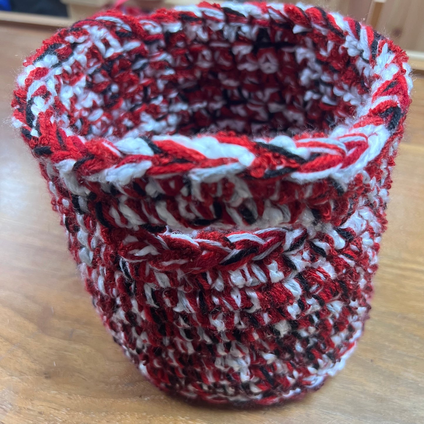 Black & White and red all over- Small Basket with built in handle